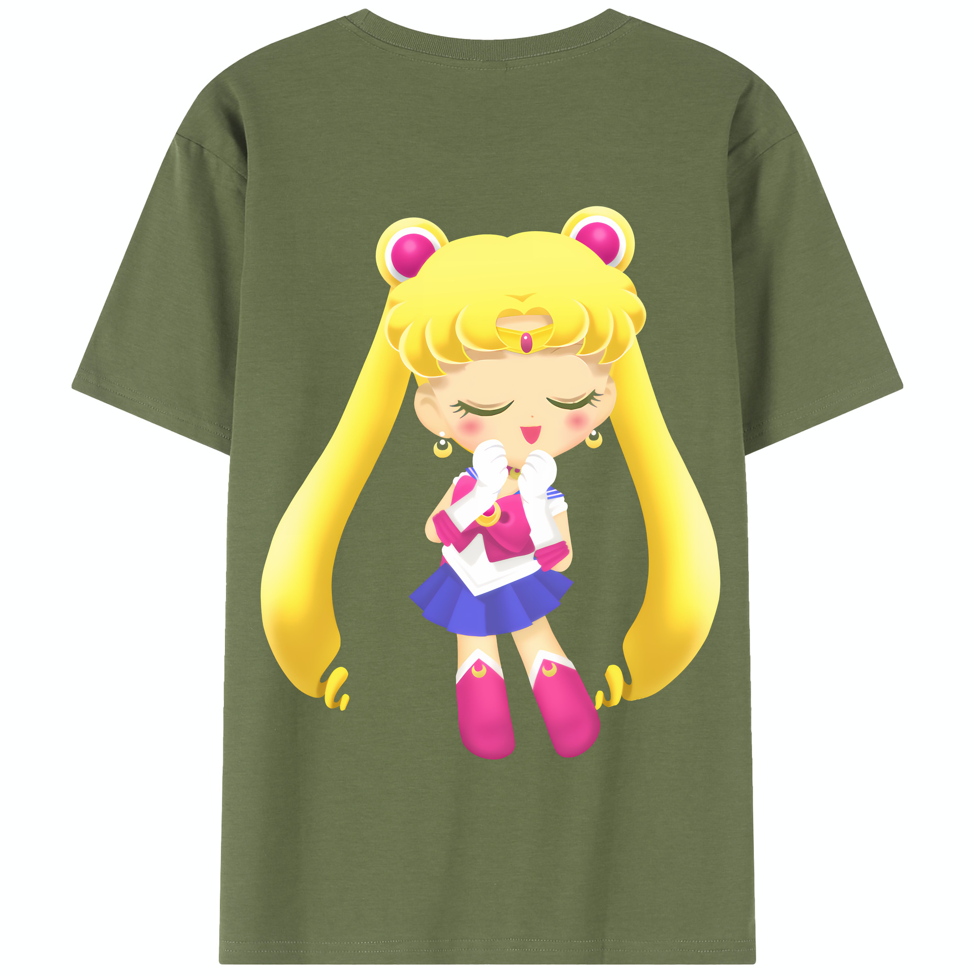 （画像用） 美少女戦士セーラームーン 月野 うさぎ つきの うさぎ Sailor Moon Tsukino Usagi 綿100％半袖Tシャツ（背面プリント）